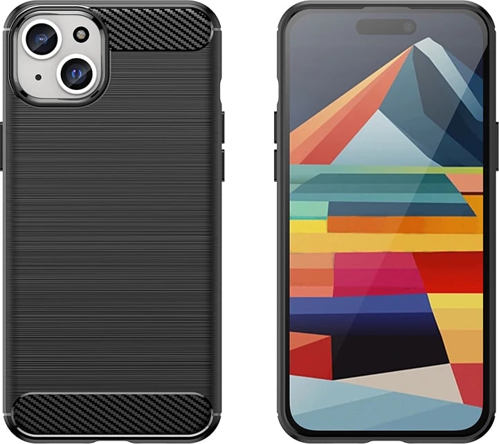 Mbështjellës Hurtel Carbon Case për iPhone 15 Plus, TPU, i zi