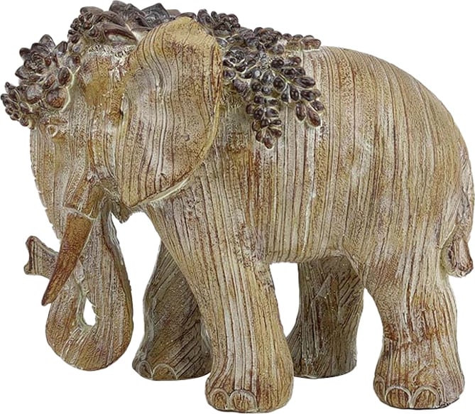 Elefant dekorativ, polirezine, ngjyrë bezhë, 23x11x20cm