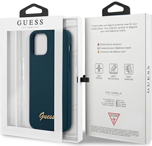Mbështjellës Guess GUHCP12LLSLMGBL për iPhone 12 Pro Max 6.7", silikon, kaltër Mbështjellës Guess GUHCP12LLSLMGBL për iPhone 12 Pro Max 6.7", silikon, kaltër