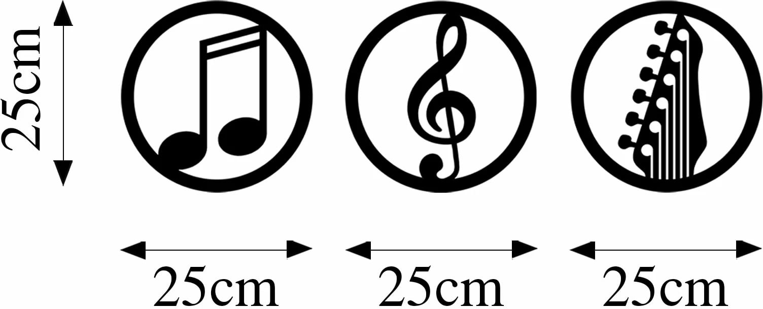 Aksesor dekorativ metalik për mur, Wallity, Just Music - 295, 3 copë