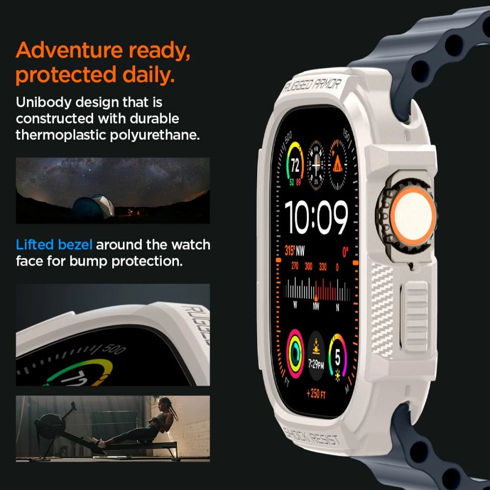 Mbështjellës Spigen Rugged Armor për Apple Watch Ultra 1/2 49mm, Bezhe