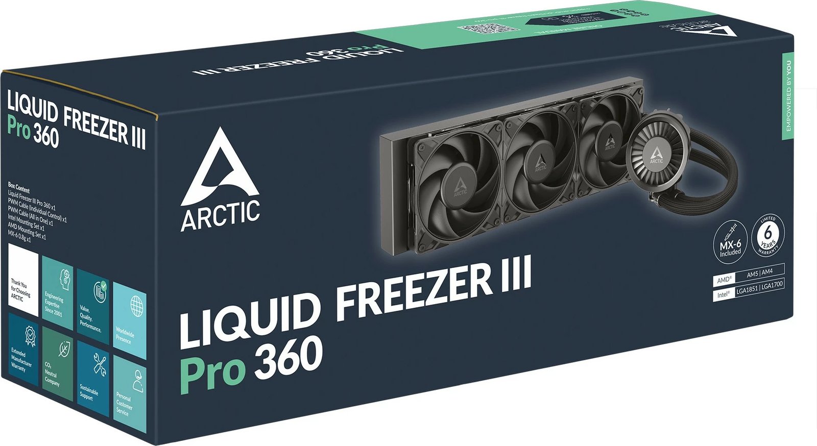 Ftohës uji për procesor ARCTIC Liquid Freezer III Pro 360, 360mm, 3 ventilatorë 12cm, i zi