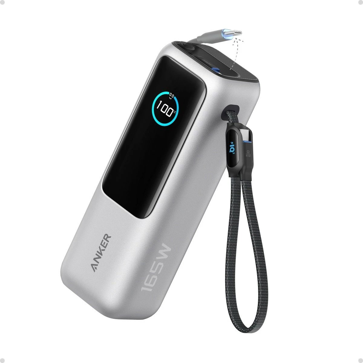 powerbank Anker ZOLO A1695H41 25000mAh 165W me kabllo USB-C të integruar, argjend