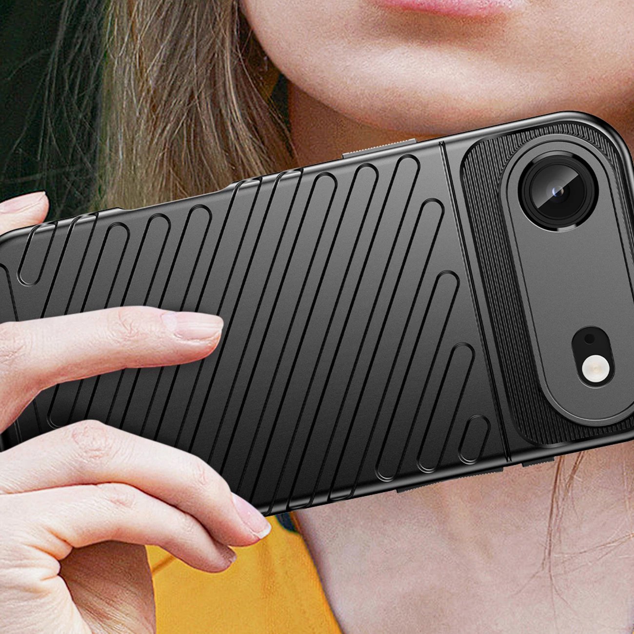 Mbështjellës Hurtel Thunder Case për iPhone 17 Air, TPU, i zi