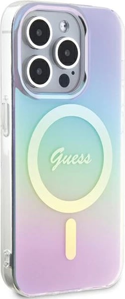 Mbështjellës Guess GUHMP15LHITSU për iPhone 15 Pro 6.1", IML Iridescent MagSafe, vjollcë