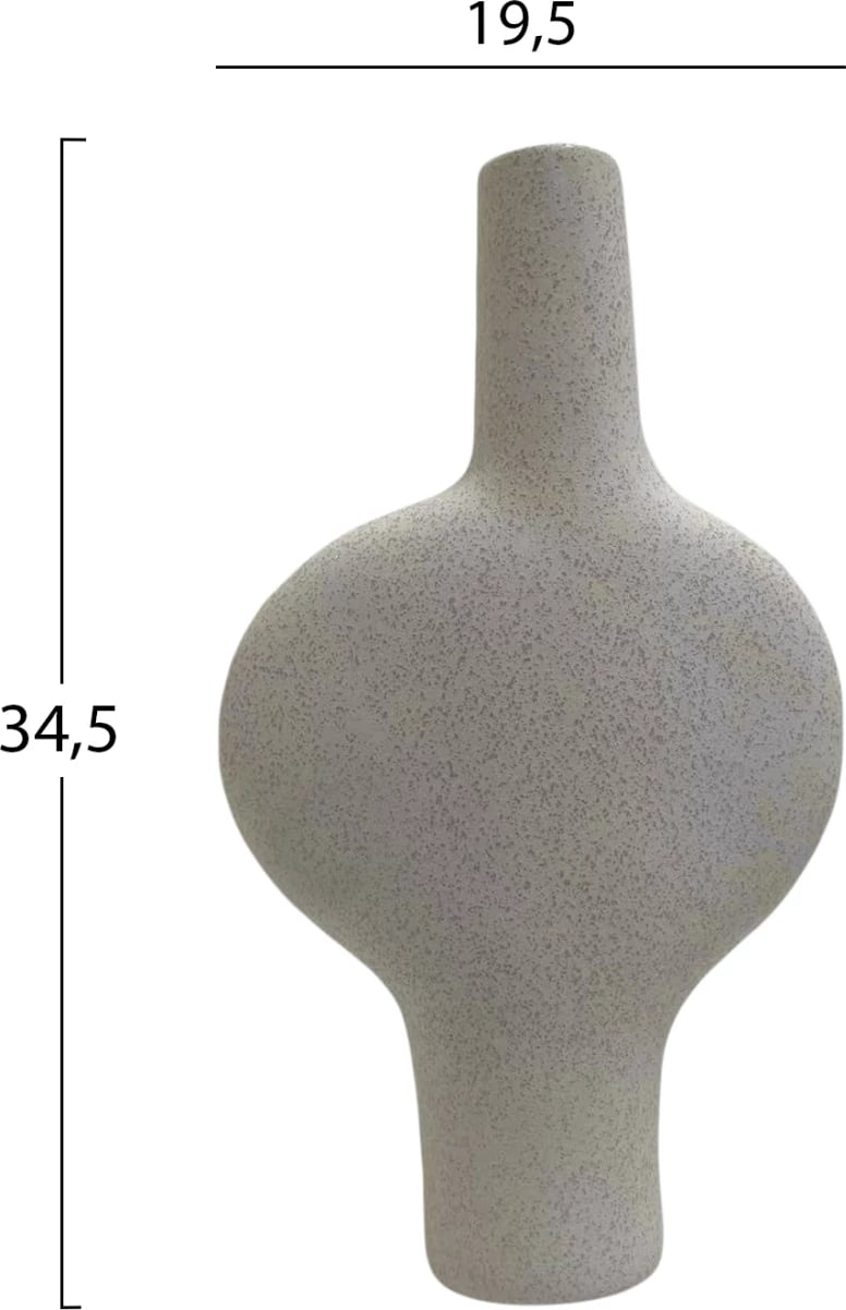 Dekor tavoline prej qeramike, seri ARKEN, FH4620.01, ngjyrë e bardhë e zbehtë me kristalizim, 19.5x8x34.5 cm