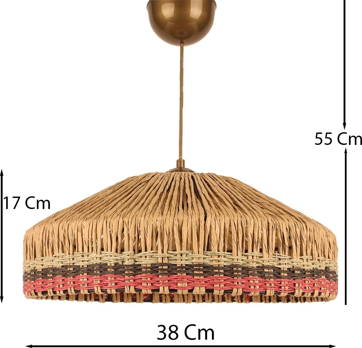 Llambë tavani Opviq, BK025, trup metalik, kapak makrame, ngjyrë ecru