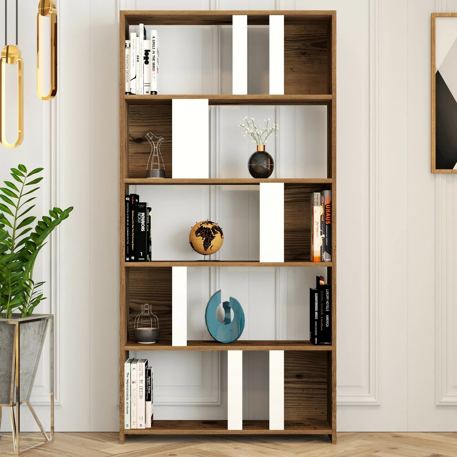 Raft librash Hanah Home, Lima, ngjyrë arre dhe e bardhë