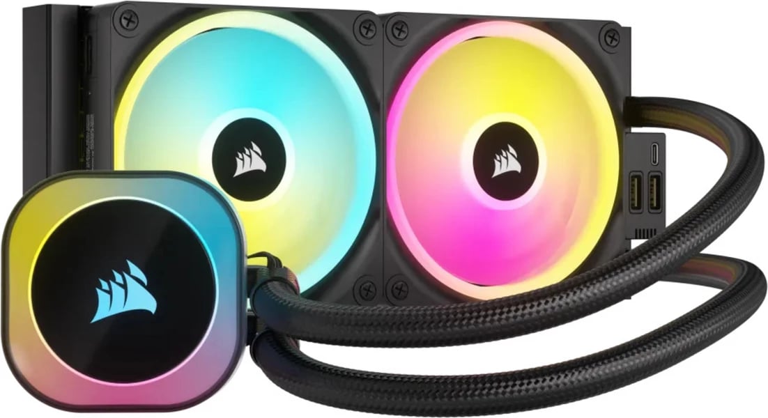 Ftohës uji AIO Corsair iCUE LINK H100i RGB CW-9061001-WW 240mm dy ventilatorë RGB, e zezë