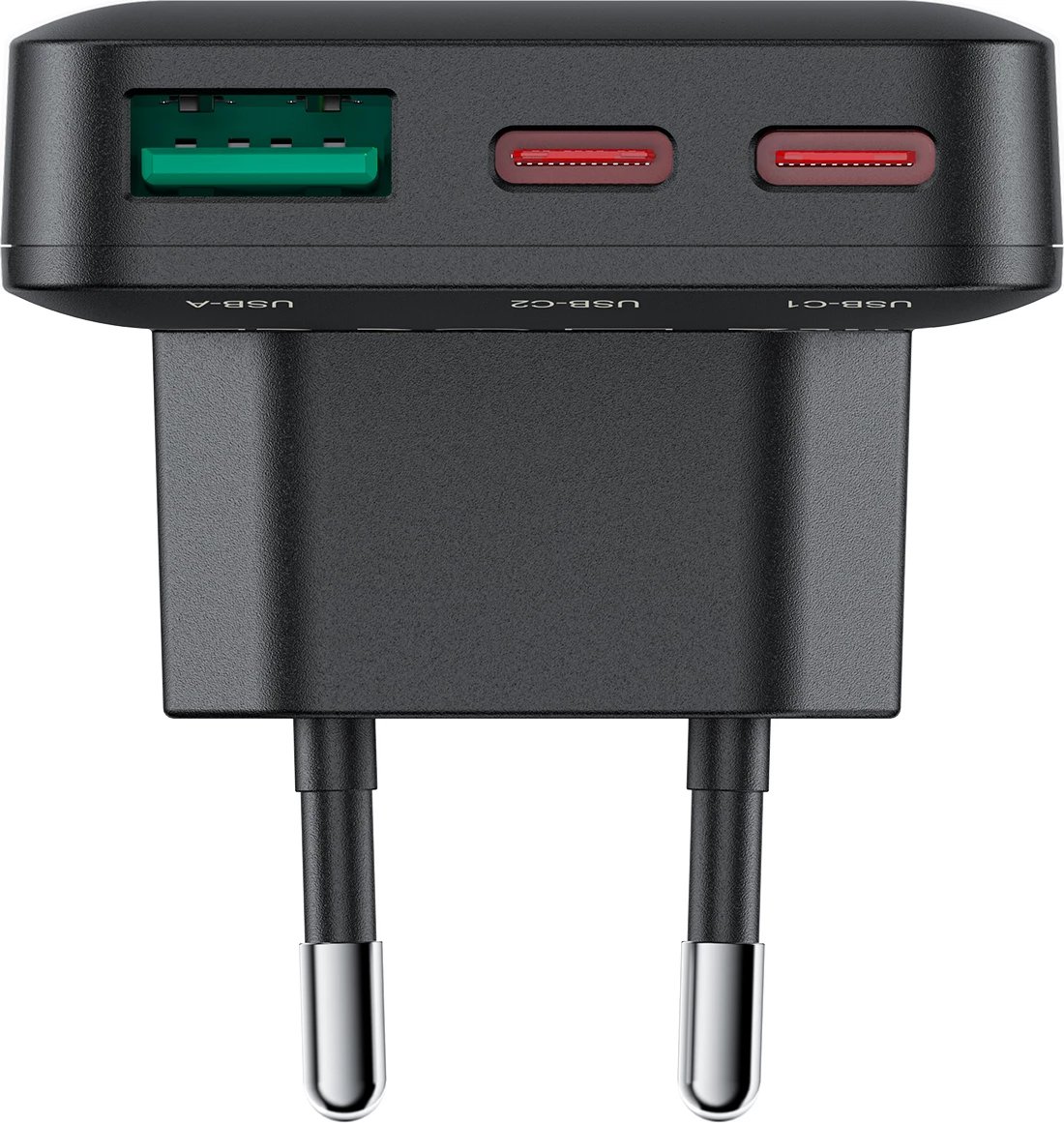 Karikues Acefast A100, 65W, GaN, 2x USB-C + USB-A, ultra i hollë, i zi