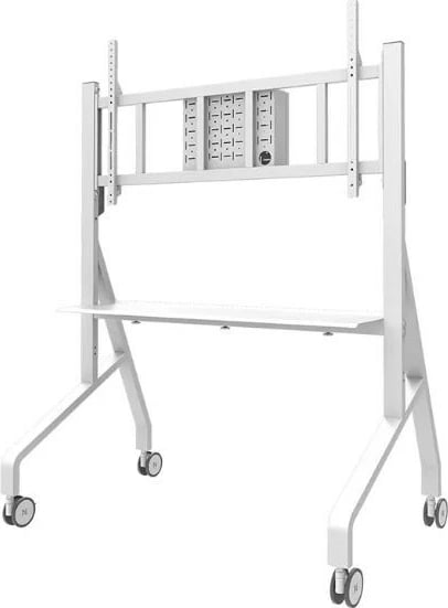 Stendë/karrocë mobile TV/monitor Neomounts MOVE Go XL FL50-575WH1, për 65-110", 125 kg, rregullim lartësie, rafte pajisjesh, e bardhë