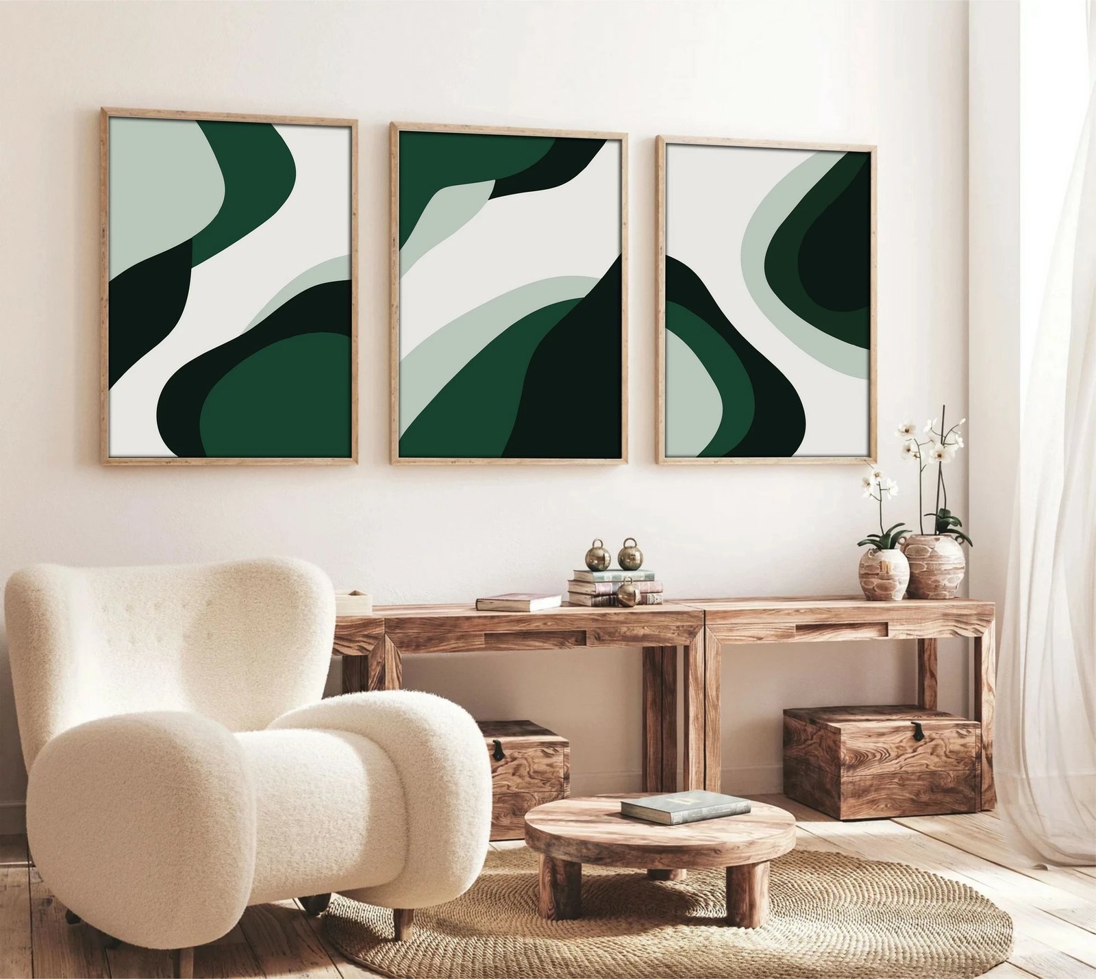 Pikturë dekorative me kornizë MDF (3 copë), Wallity, Huhu204, 30x40cm