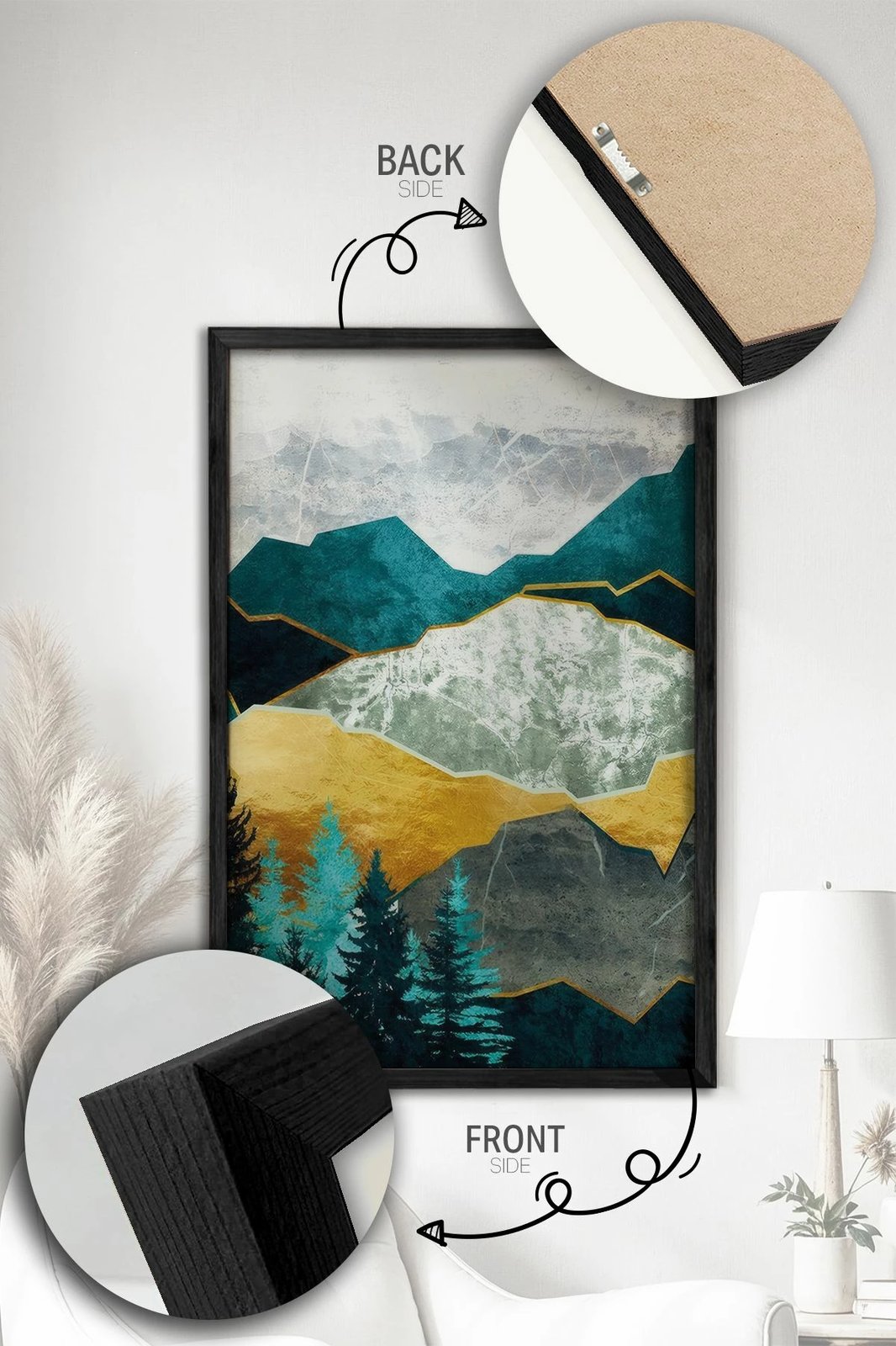 Pikturë dekorative me kornizë (2 copë), Wallity, Ersy2Lımodel25-Sıyah