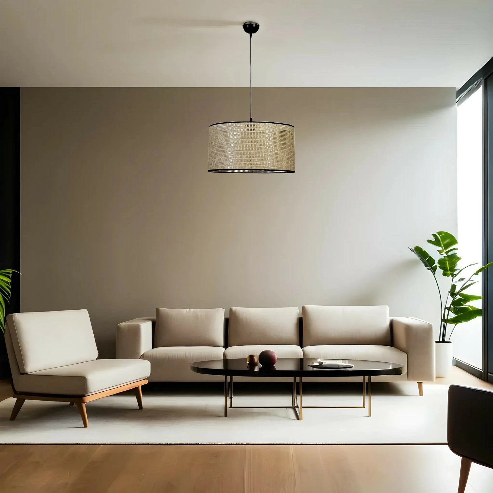 Llambë tavani Opviq, 8855-1, metal, kapak bambuje, ngjyrë ari dhe e zezë