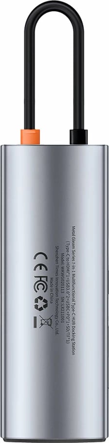 Kasë USB HUB Baseus Metal Gleam Series 7in1, USB-C, HDMI, TF, PD, Gri