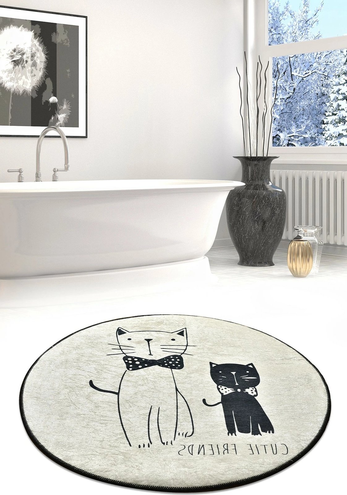 Tapet për banjo Mijölnir, dizajn me mace të vogla, shumëngjyrësh, Djt