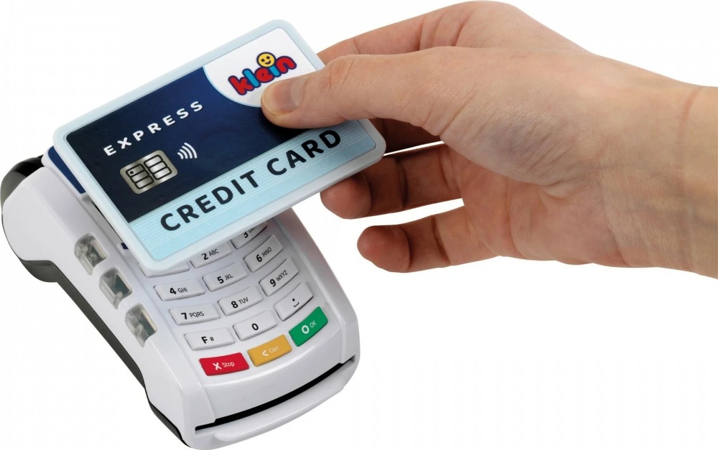 Terminal pagese lodër Klein 7266, plastikë, i bardhë, me kartë krediti dhe fatura lodër