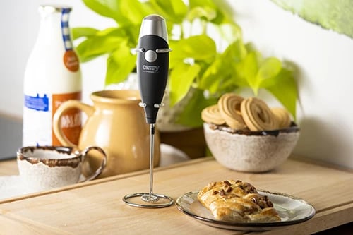 Rrahës qumështi Adler CR 4501 me rrahëse inoksi, me rrahëse veze dhe qëndrim, me bateri, zi/gri