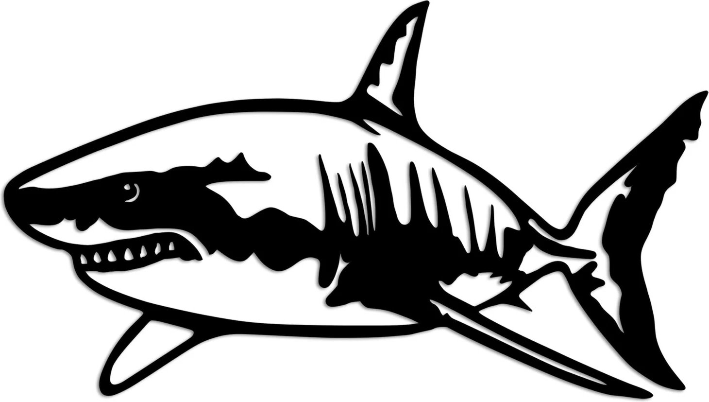 Aksesor dekorativ metalik për mur, peshkaqen, Wallity, i zi, 50x28cm