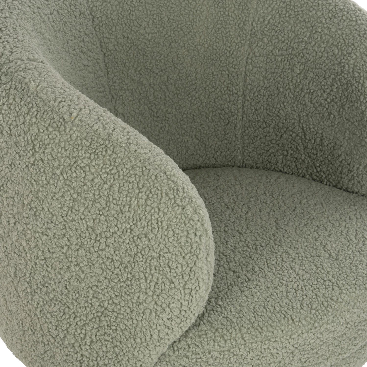 Karrige me krahë ARIEN FH8403.27, pëlhurë boucle, ngjyrë fistik, bazë metalike argjendi, 78x75x84H cm