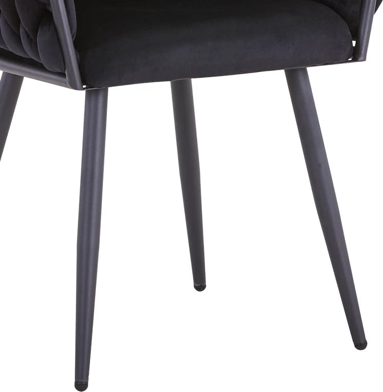 Karrige Vivian, kadife e zezë, këmbë metalike, 61x55x80cm