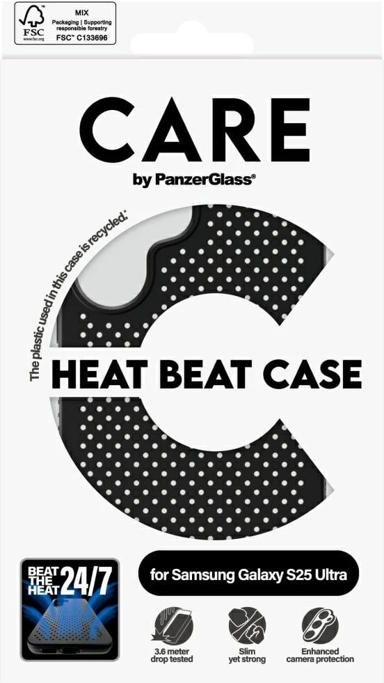 Mbështjellës PanzerGlass Heat Beat Case për Samsung Galaxy S25 Ultra, Zi
