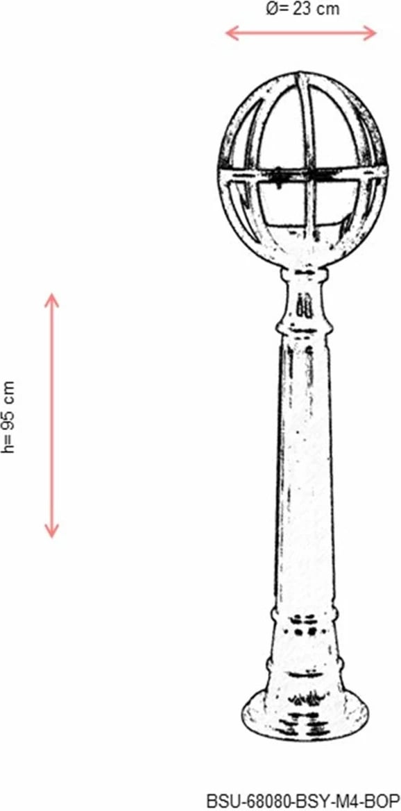 Llambë dyshemeje për jashtë, Opviq, BSU-68080-BSY-M4-B, e zezë