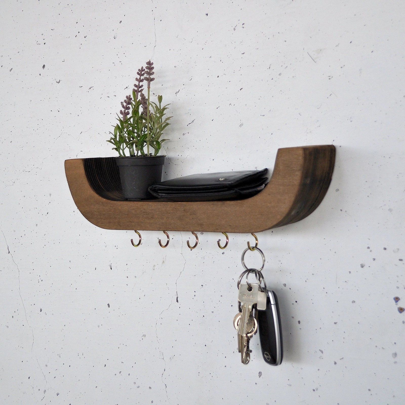 Raft dekorativ prej druri për mur, Hanah Home, Raf289