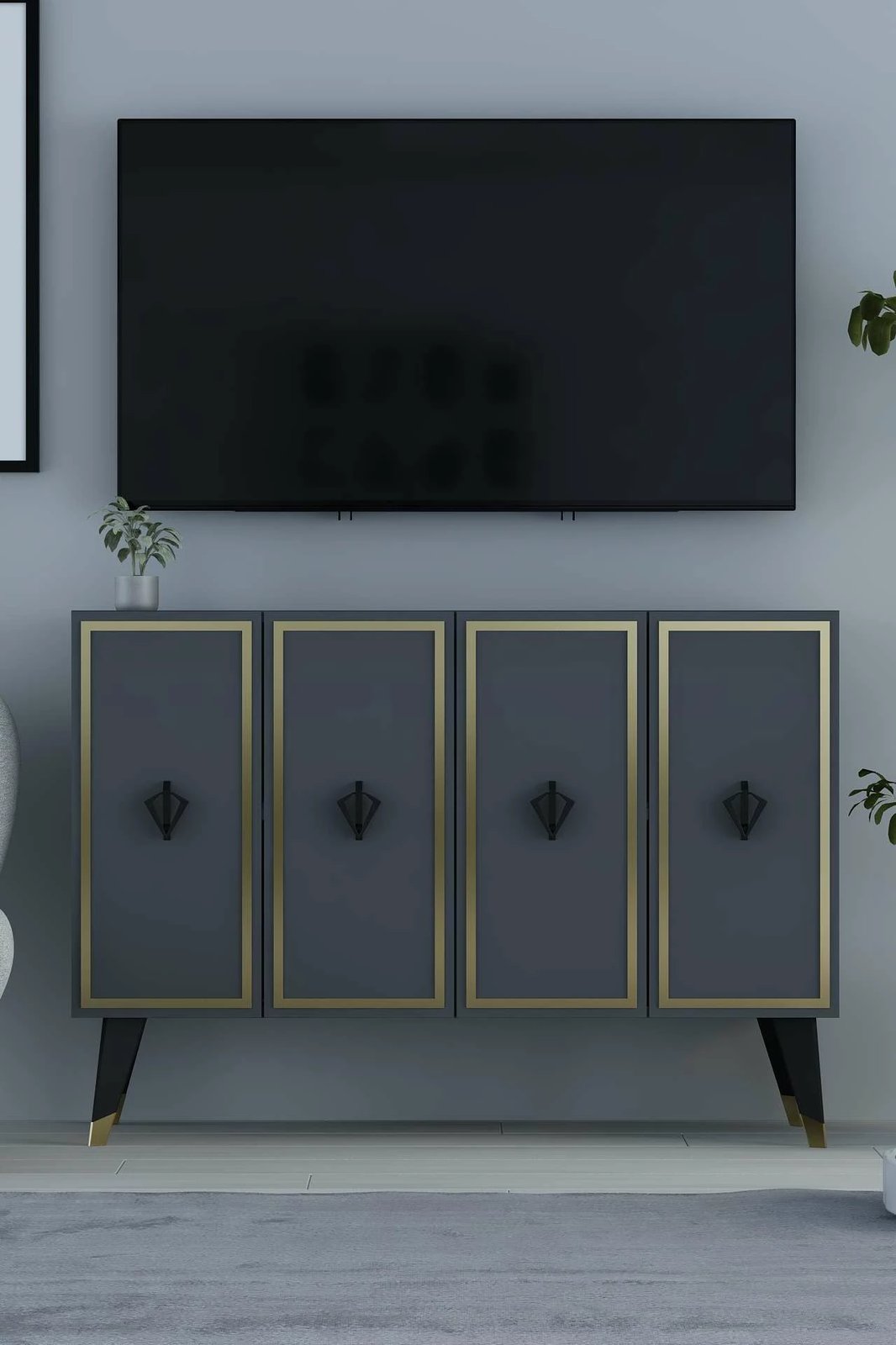 Konsol Skye Decor, anthracite, e zezë, ari, 8178KM-32