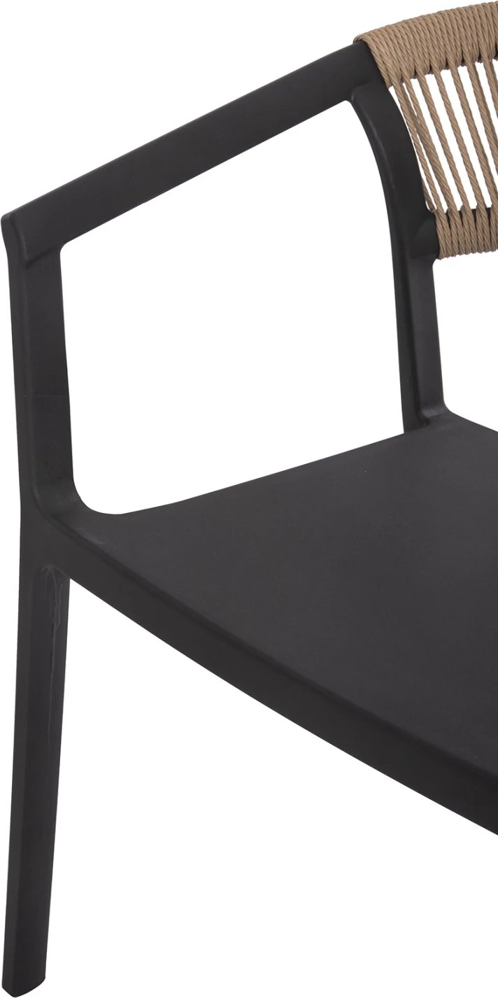 Karrige BOGI polipropileni, ngjyrë zezë me litar bezhë, FH6240.02, 54x53x75 cm