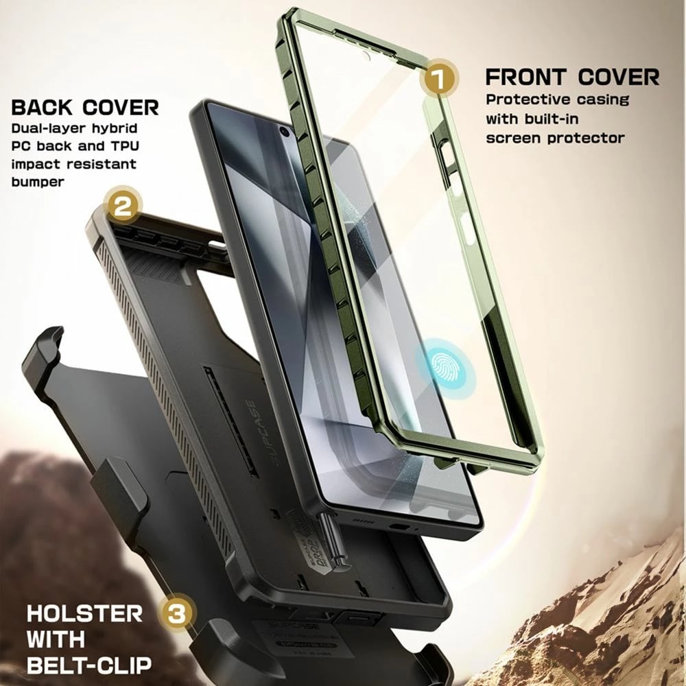 Mbështjellës Supcase Unicorn Beetle Pro 2-set për Samsung Galaxy S25 Ultra, Jeshil