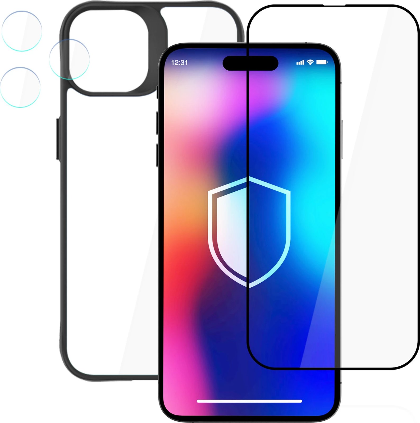 Mbështjellës 3mk Protection Comfort Set 4in1 për iPhone 14 Pro, i zi