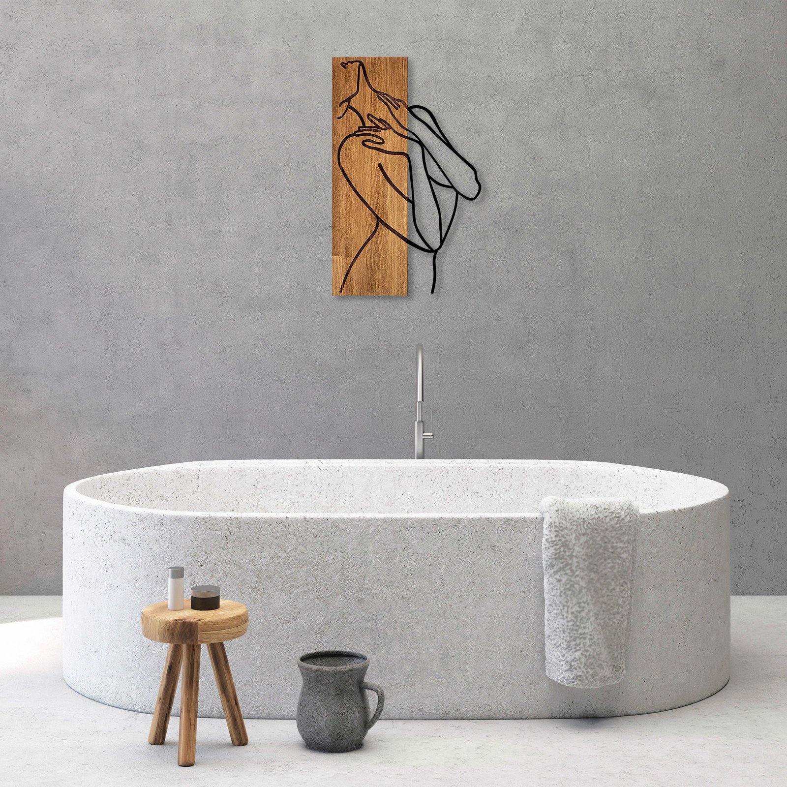 Aksesor dekorativ për mur, dru arre, metal i zi, Wallity MA-297, 58x36cm