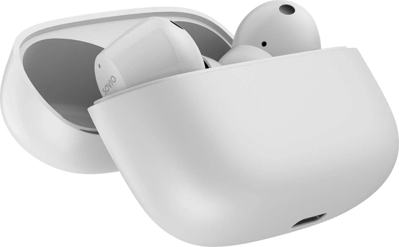 Celular Savio TWS ANC-101, me ANC dhe rast ngarkimi, të bardha