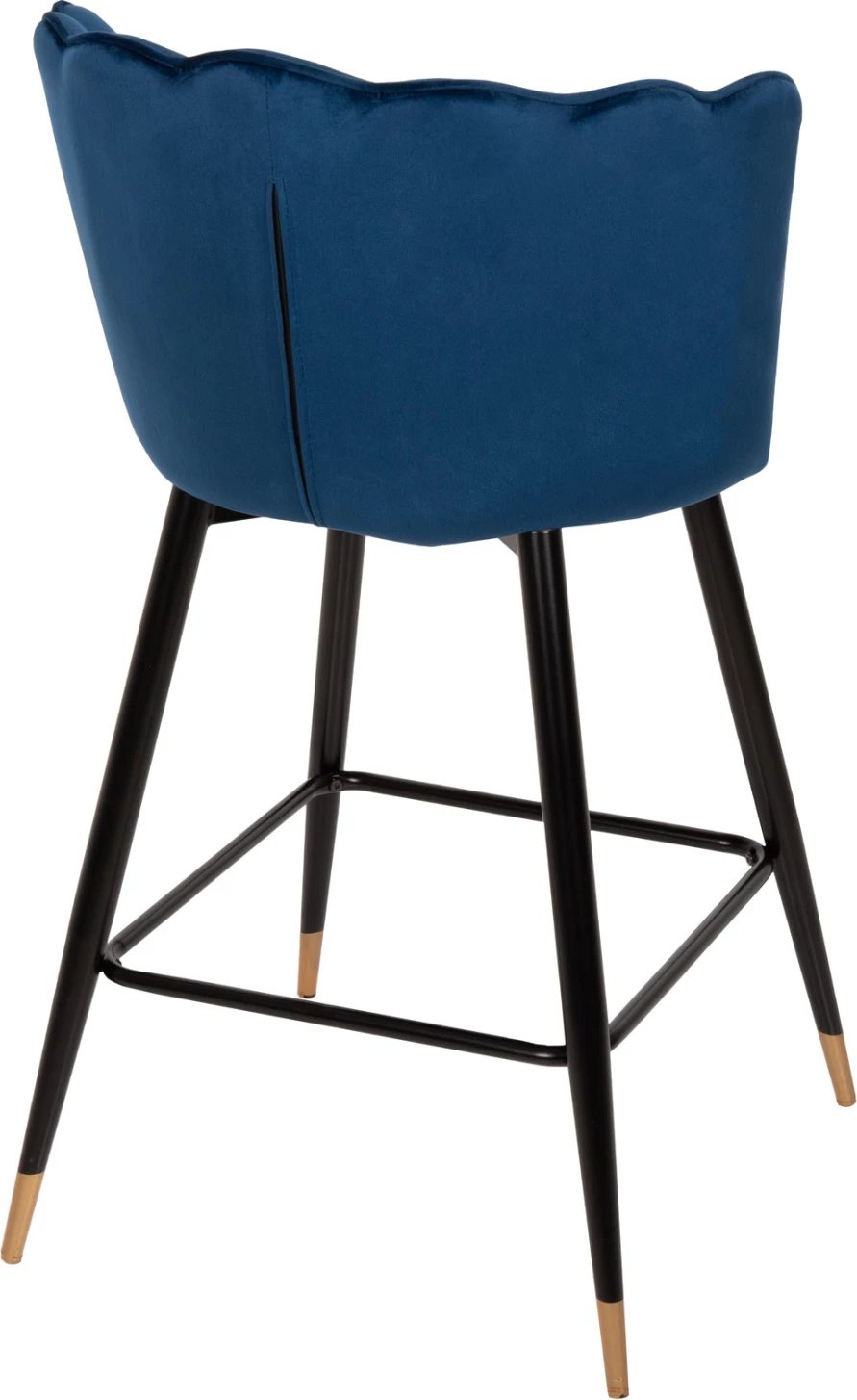 Karrige për bar VESNA, kadife blu, kornizë metalike e zezë, 50x50x90H cm., set prej 2 copë