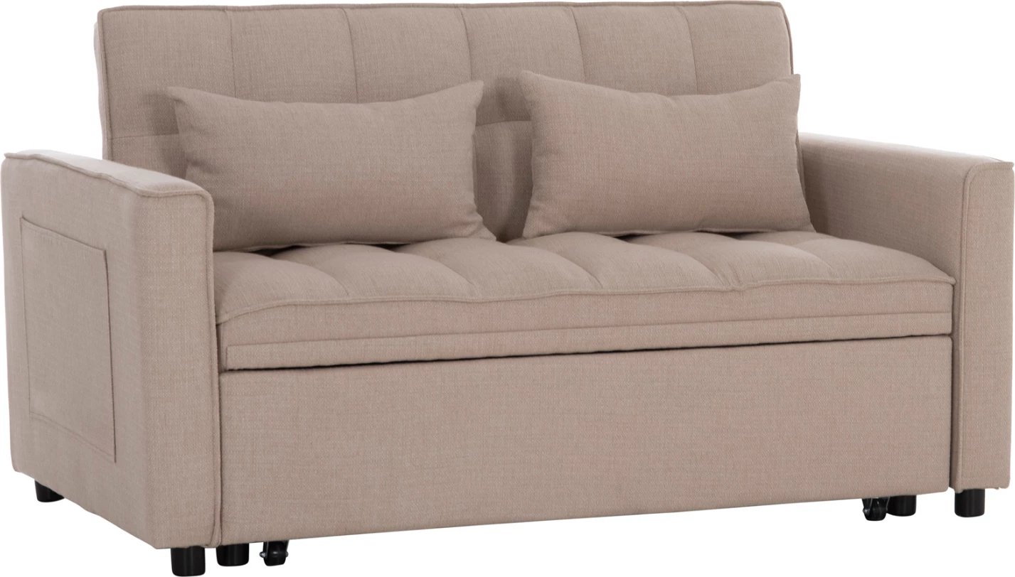 Krevat-sofë dy ulëse BORG, material bezhë, FH3289.03, 142x94x78cm