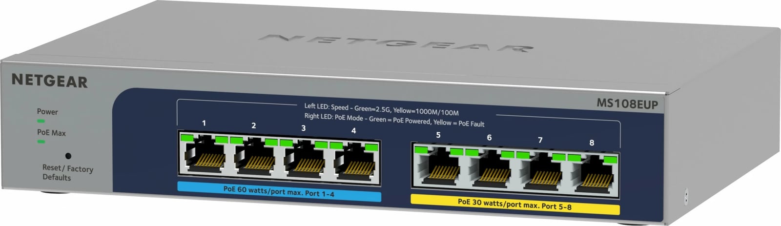 Switch NETGEAR 8-port Ultra60 PoE++ Multi-Gigabit, Managed, L2/L3, 2.5G Ethernet, Full duplex, PoE