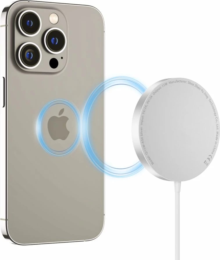 Karikues wireless Tech-Protect QI15W-A30 me MagSafe, 15W, me kabllo USB-C, Argjendtë