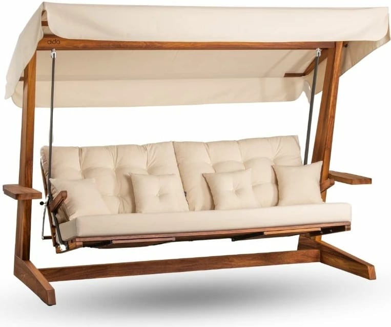 Karrige lëkundëse treshe për kopsht, ngjyrë bezhë, Luna Deluxe 2600