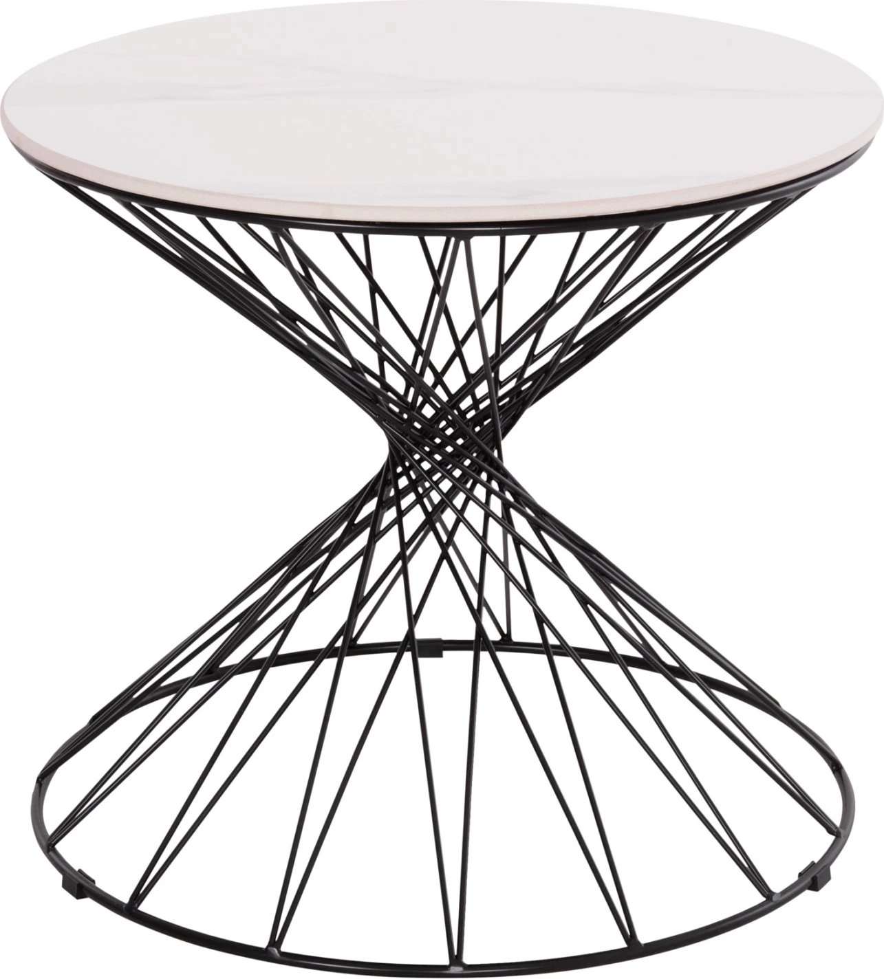 Tavolinë anësore GRESAM FH18039.01, sipërfaqe qeramike, bazë metalike, Φ50x44Hcm.