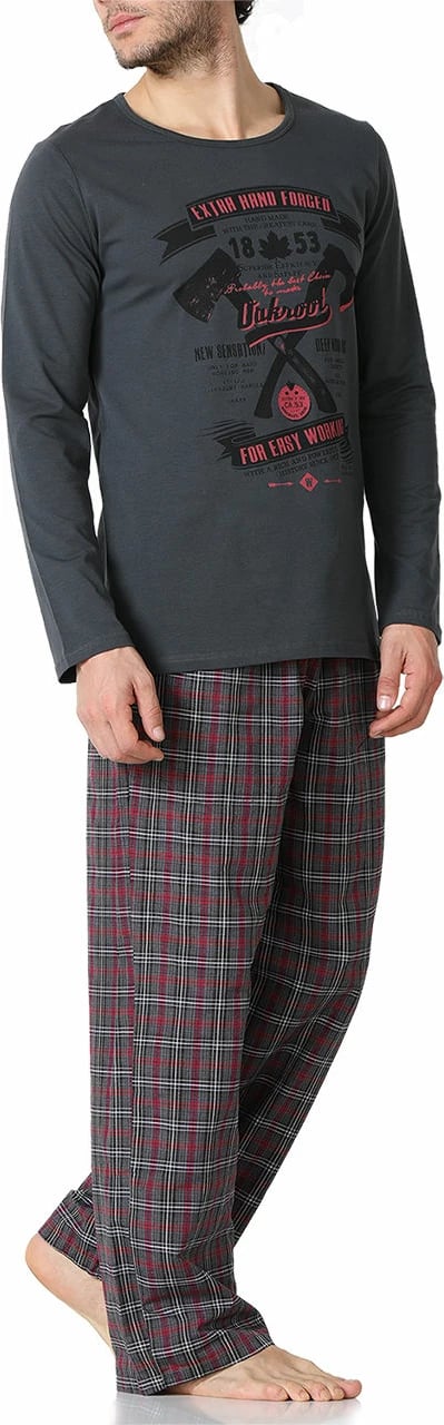 Set pizhamash për burra Jumeon, 002-000265, fume, e kuqe