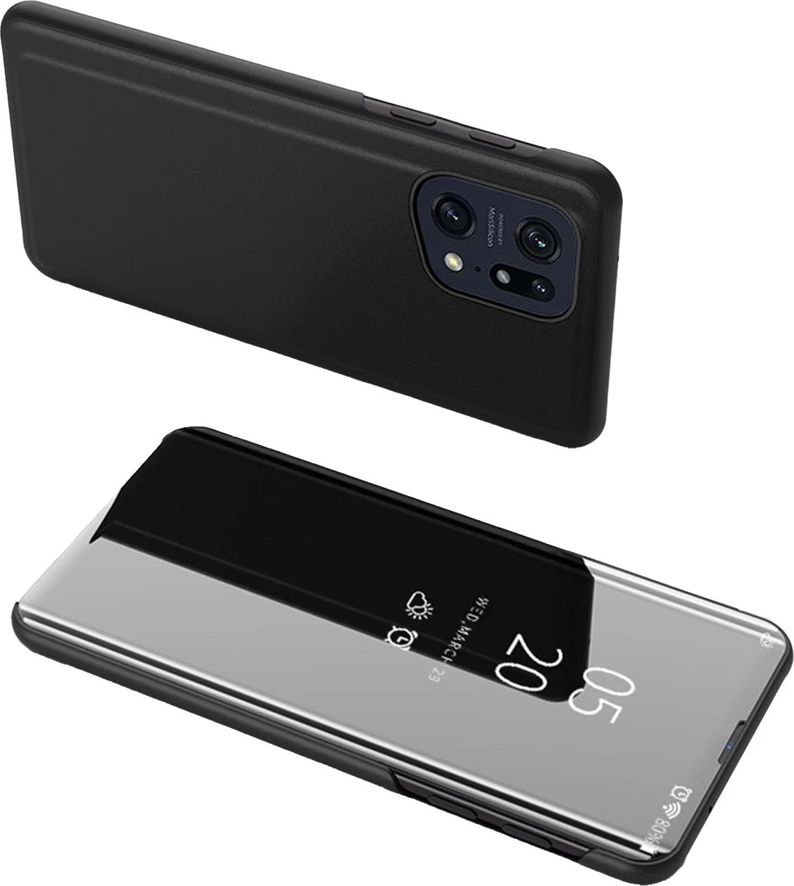 Mbështjellës Hurtel Clear View Case për Oppo Find X5 Pro, me kapak, i zi