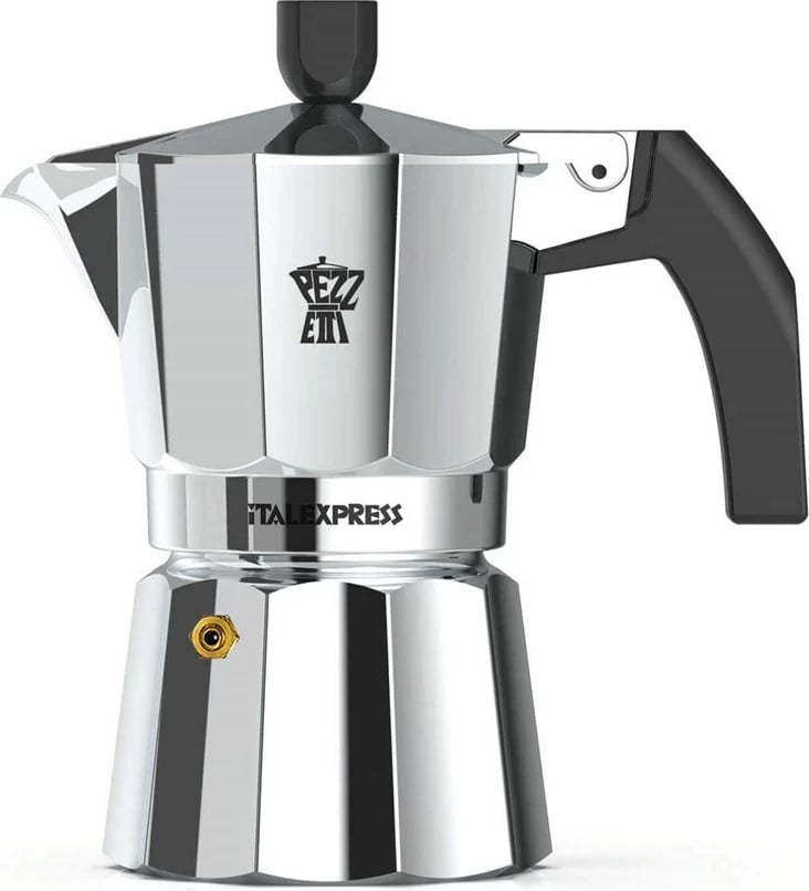 Moka pot Pezzetti Italexpress, 2 filxhanë, alumin, e zezë