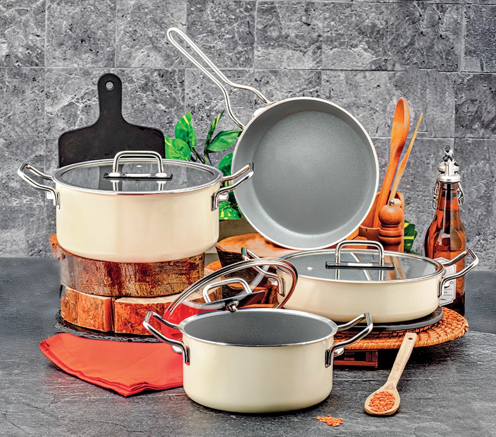 Set tenxheresh (7 copë), krem, Hermia Concept, Alba6131