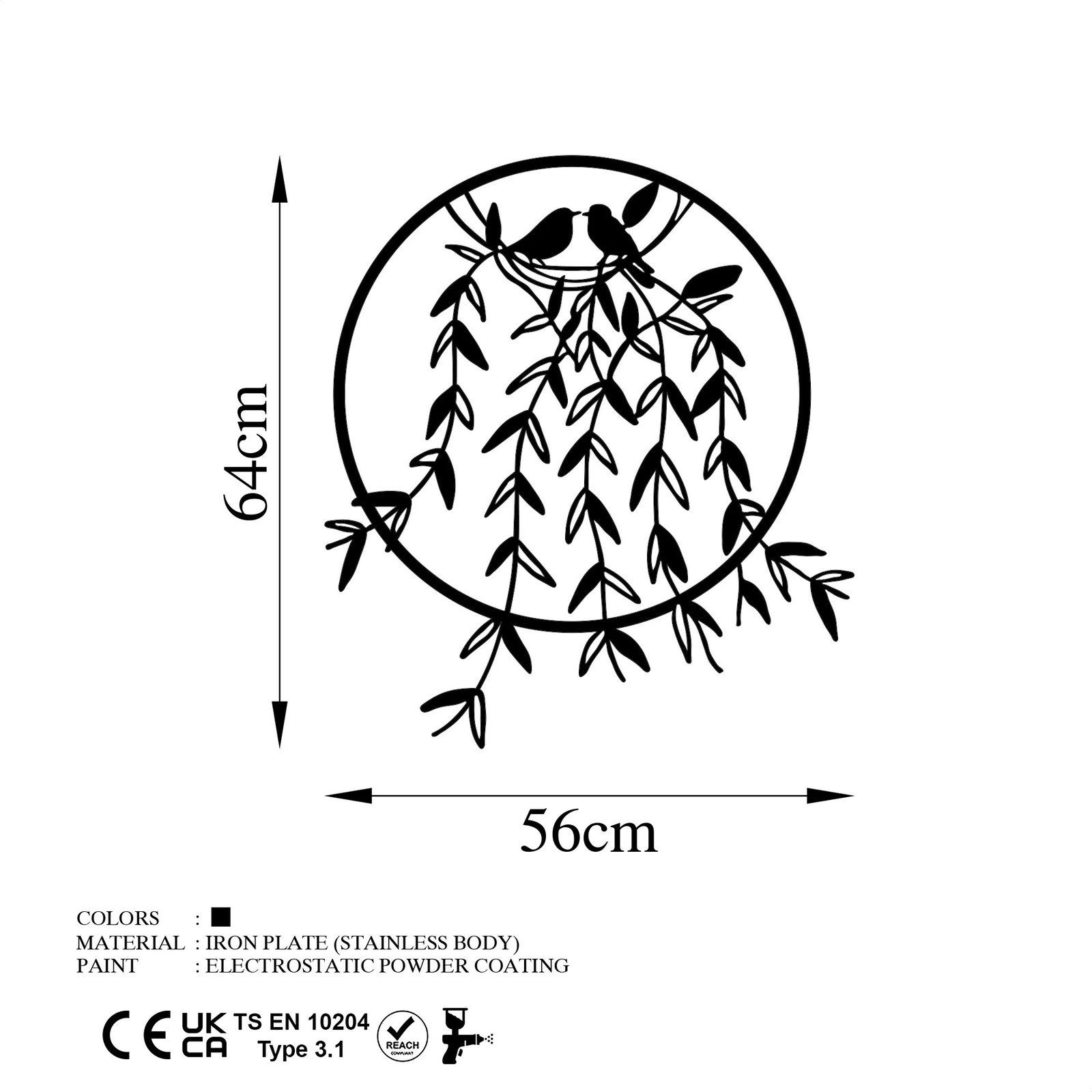 Aksesor dekorativ metalik për mur, Wallity, Foleja e zogjve - 2