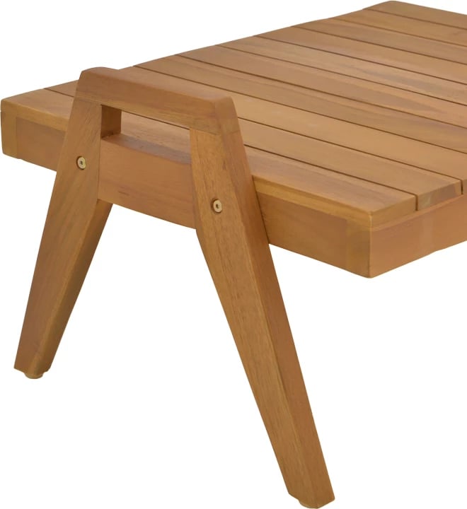 Tavolinë shezlongu, dru tik, ngjyrë natyrale, 60x50x34 cm
