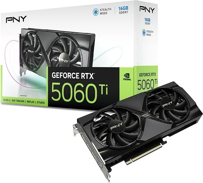 Kartelë grafike PNY GeForce RTX 5060 Ti, 16GB DDR7, PCI-E 8x, e zezë