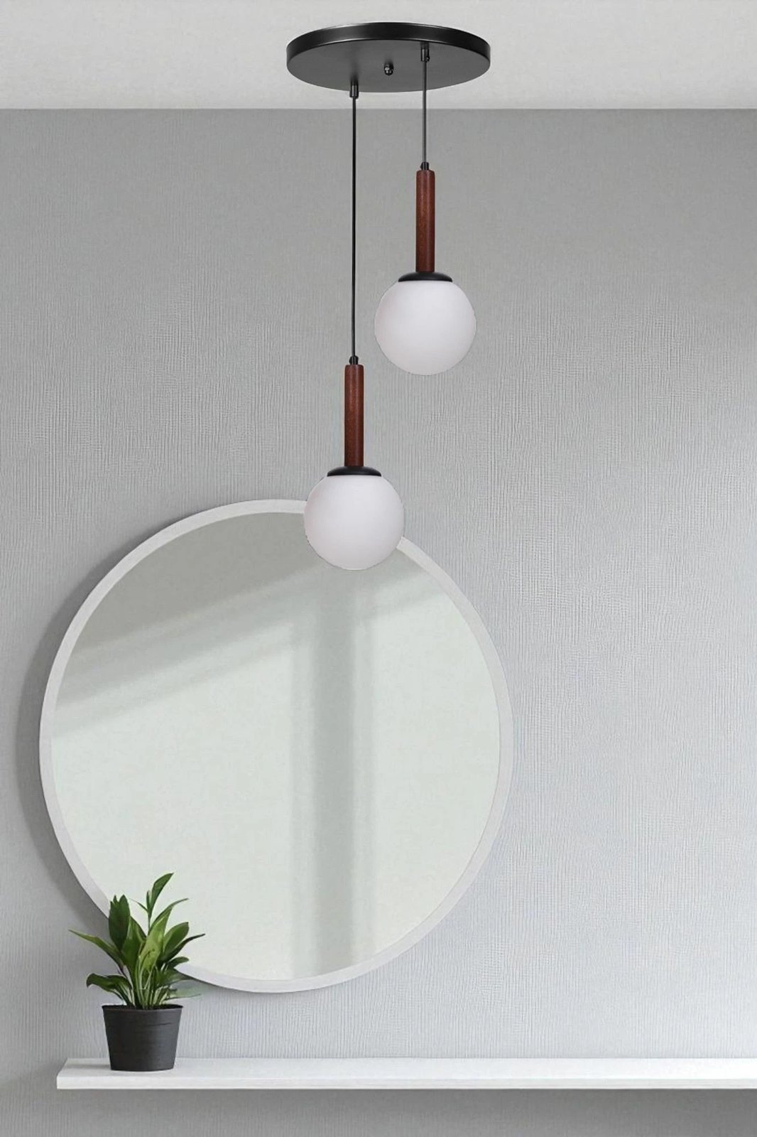 Llambadar Opviq, 9071-2, metal dhe xham, ngjyrë e bardhë, arre, e zezë