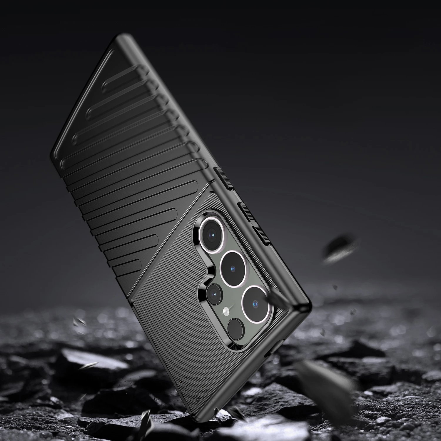 Mbështjellës i blinduar Hurtel Thunder Case për Samsung Galaxy S24 Ultra, TPU, zi