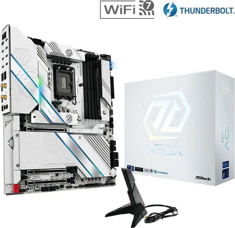 Pllakë amë ASRock Z890 Taichi AQUA, Intel, LGA 1851, DDR5-SDRAM, 256 GB, e bardhë